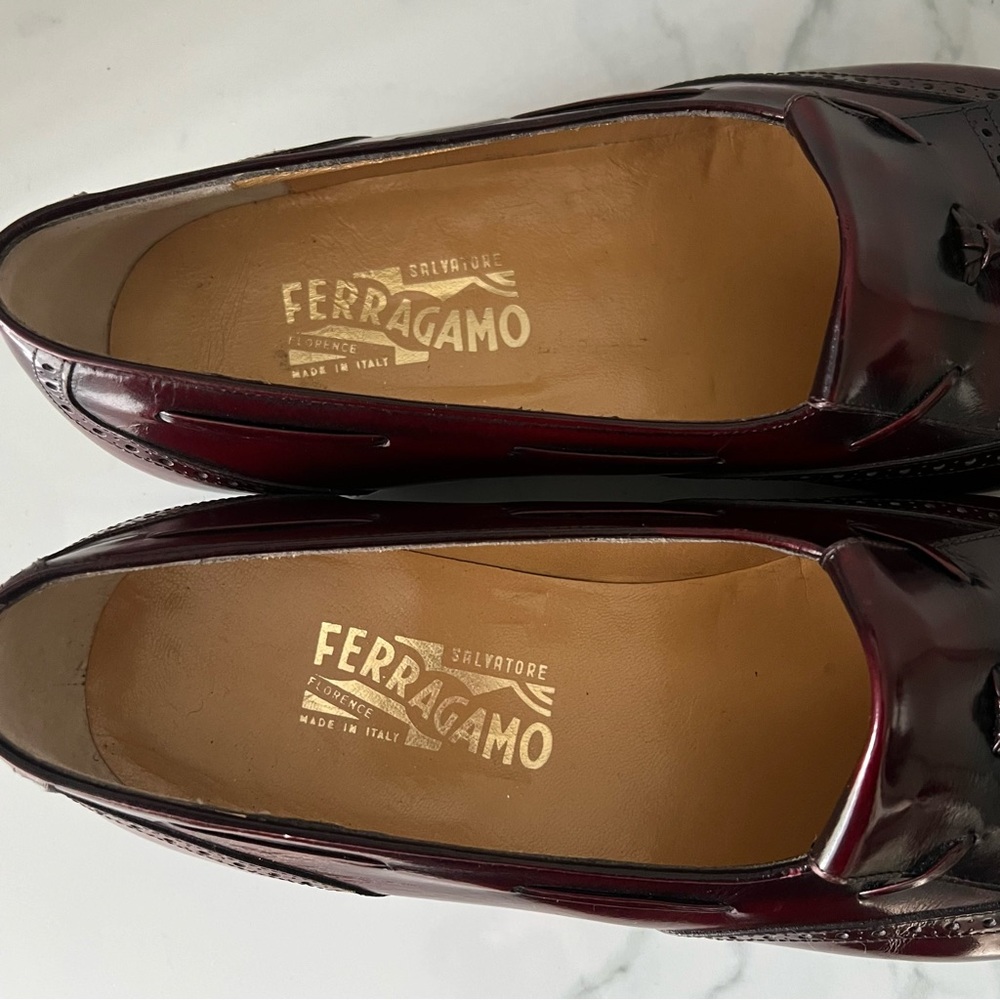 Salvatore Ferragamo Mens Lucas Kiltie Tassel Loafers Size 11 Oxblood Leather - Picture 7 of 9